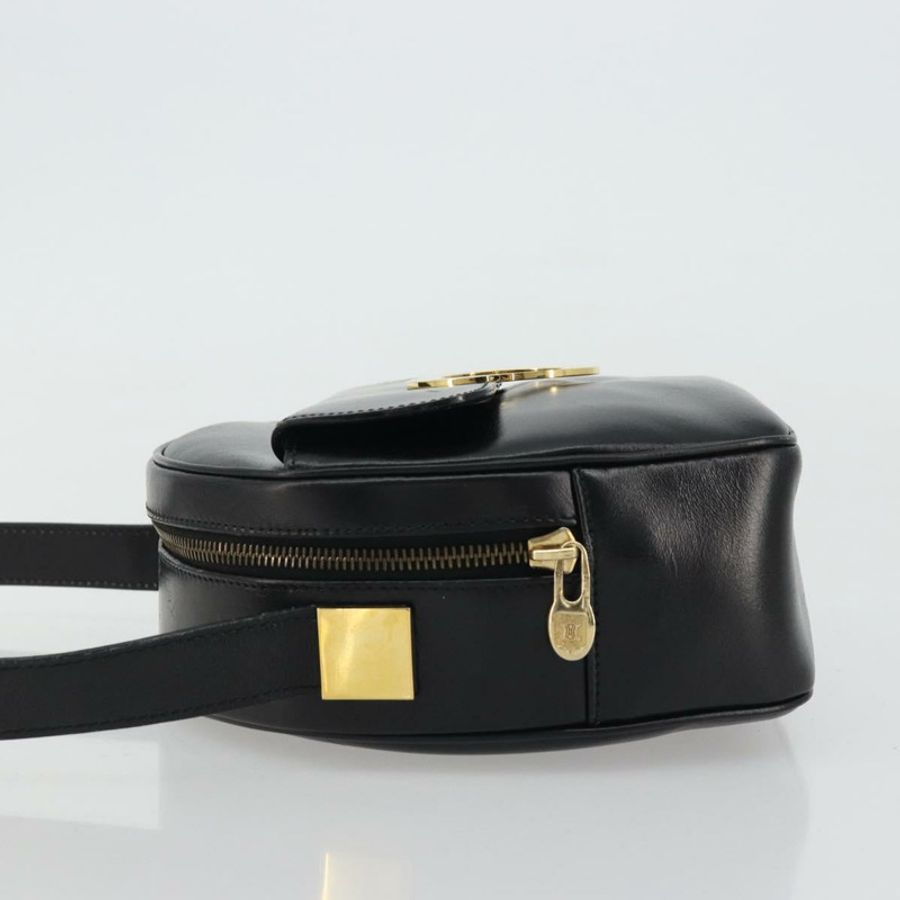 【日本直送】CELINE 圓背包 皮革 黑色 金色 正品 YKZ1524A-3