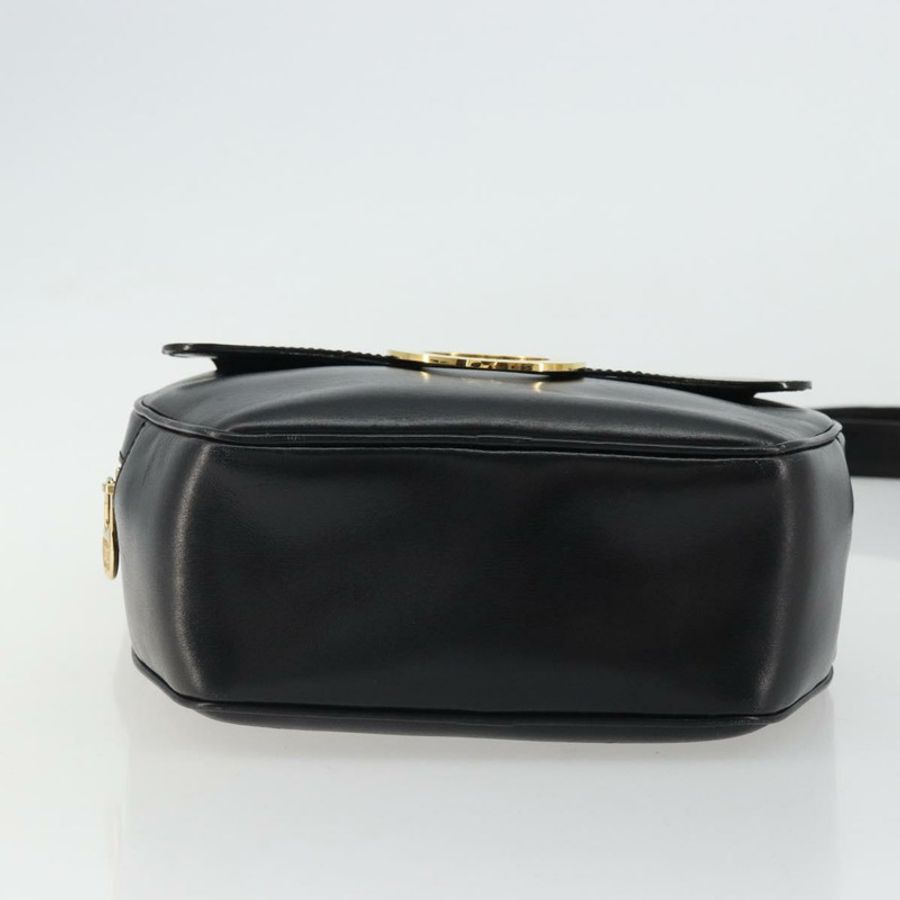 【日本直送】CELINE 圓背包 皮革 黑色 金色 正品 YKZ1524A-4