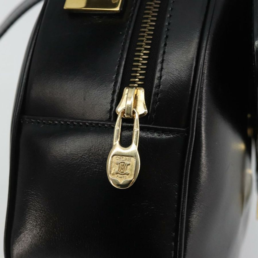 【日本直送】CELINE 圓背包 皮革 黑色 金色 正品 YKZ1524A-8