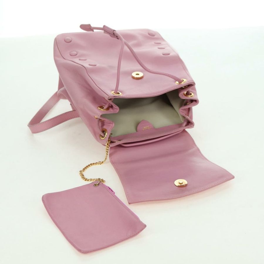 【日本直送】CELINE 皮革雙肩包 粉紅色金色 Auth bs34989V-9