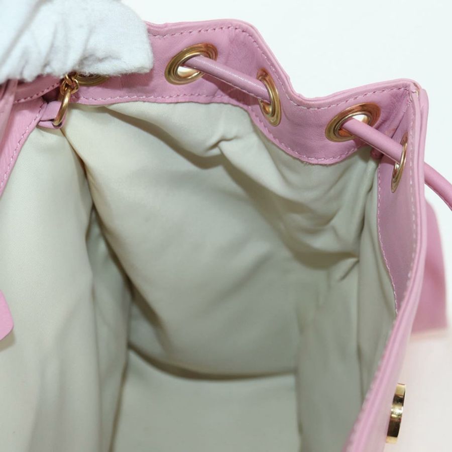 【日本直送】CELINE 皮革雙肩包 粉紅色金色 Auth bs34989V-26