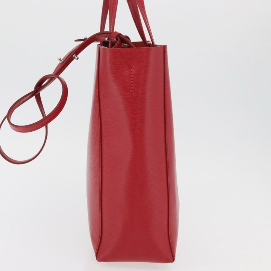 【日本直送】CELINE 直式 Cabas 手提包 皮革 2way 紅色 銀色 Auth hk3730A-2