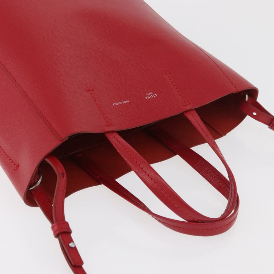 【日本直送】CELINE 直式 Cabas 手提包 皮革 2way 紅色 銀色 Auth hk3730A-5