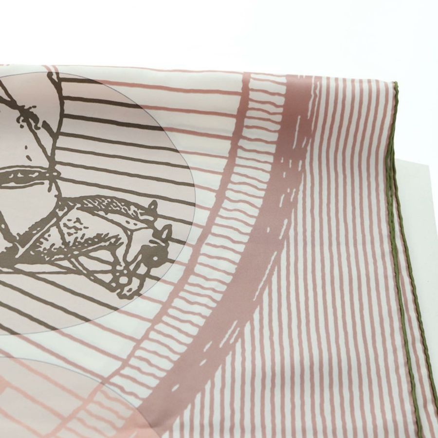 【日本直送】HERMES Carre 140 圍巾「SOITE ET POURSUITE」絲綢粉紅正品 hk3779V-13