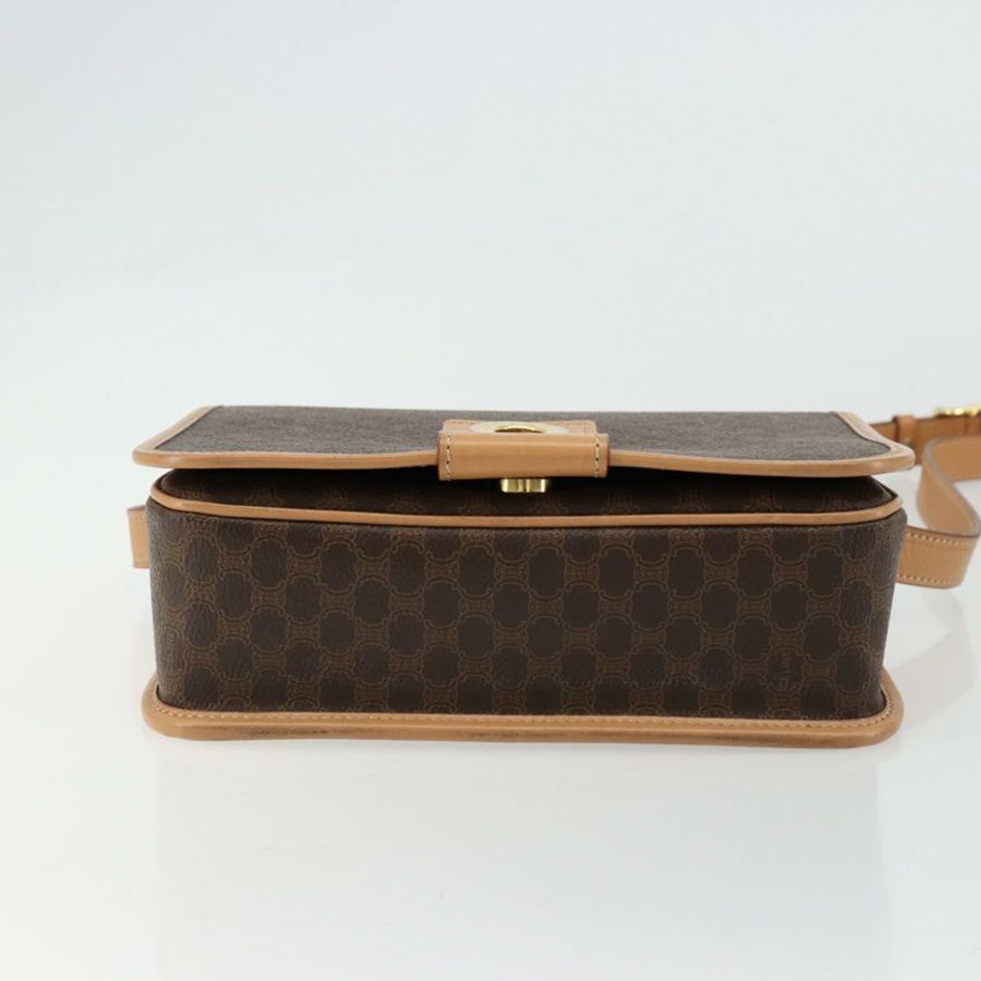 【日本直送】CELINE Macadam帆布肩背包 PVC皮革 棕色 金色 正品 ki6633A-4