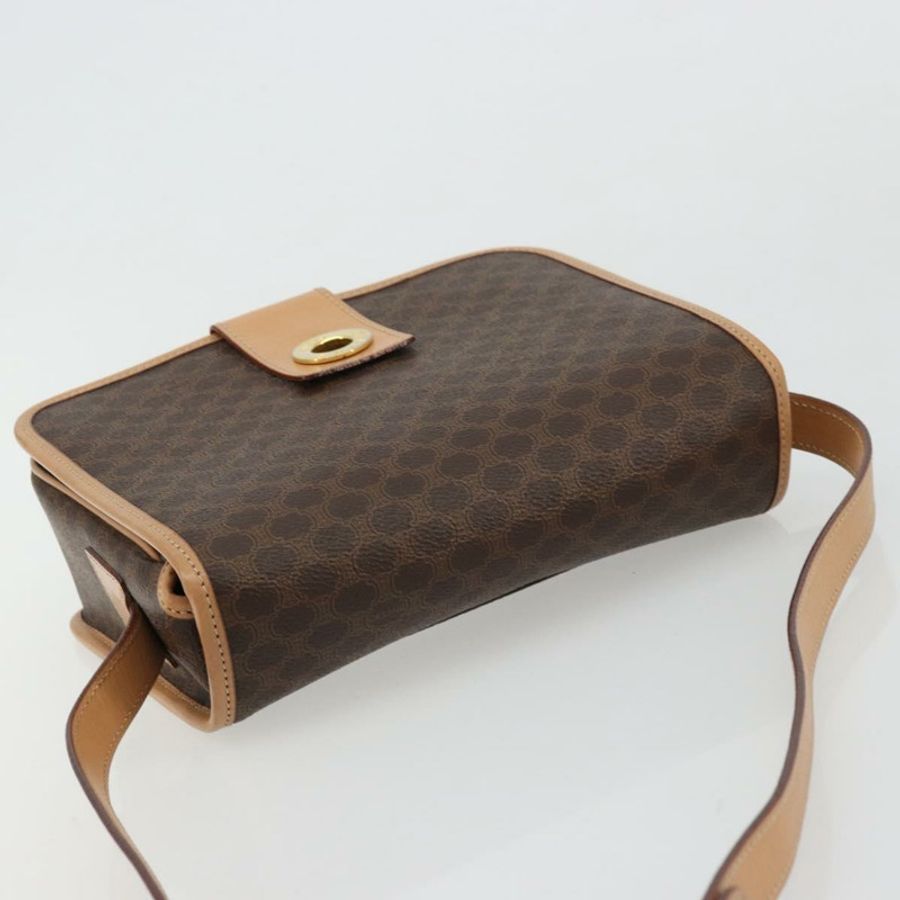 【日本直送】CELINE Macadam帆布肩背包 PVC皮革 棕色 金色 正品 ki6633A-5