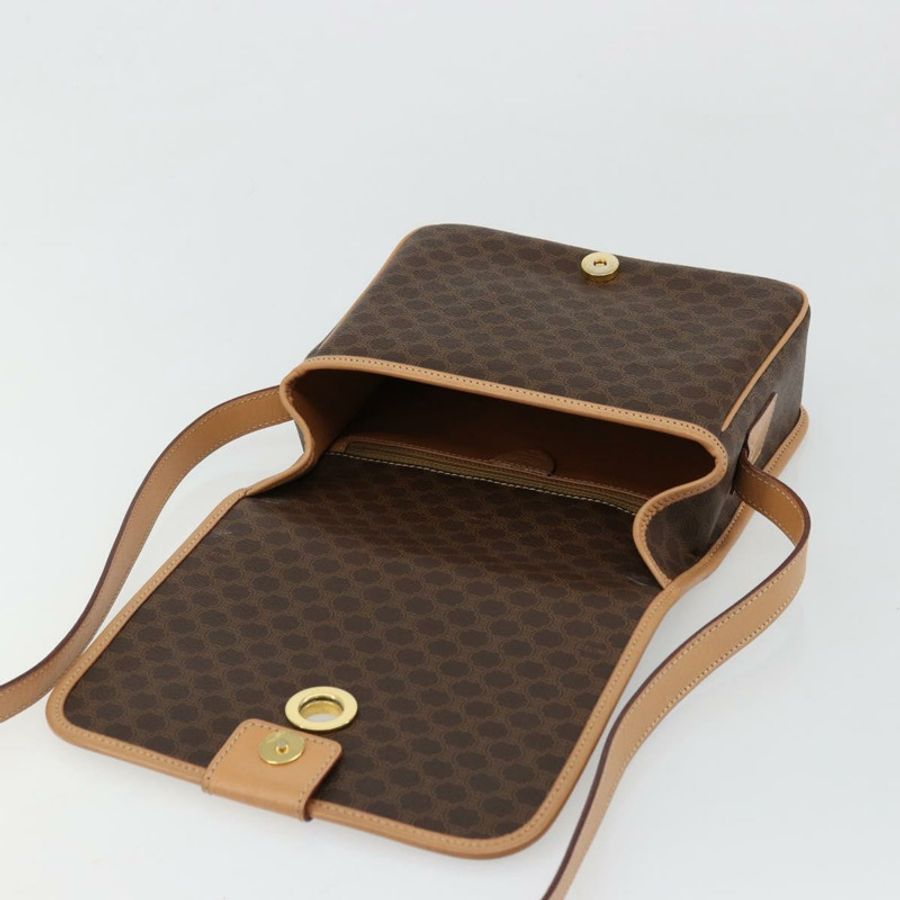 【日本直送】CELINE Macadam帆布肩背包 PVC皮革 棕色 金色 正品 ki6633A-8