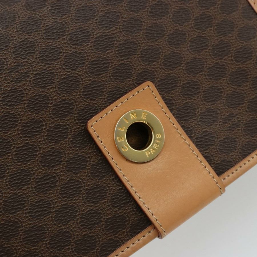 【日本直送】CELINE Macadam帆布肩背包 PVC皮革 棕色 金色 正品 ki6633A-17