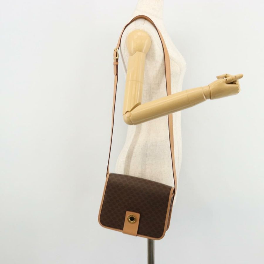 【日本直送】CELINE Macadam帆布肩背包 PVC皮革 棕色 金色 正品 ki6633A-21