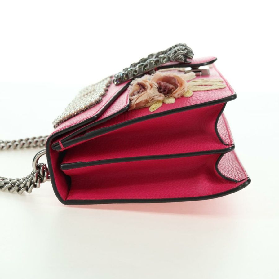【日本直送】GUCCI 鏈條 Dionysus 小號單肩包 皮革 粉紅色 銀色 400249 Auth mr2426V-2