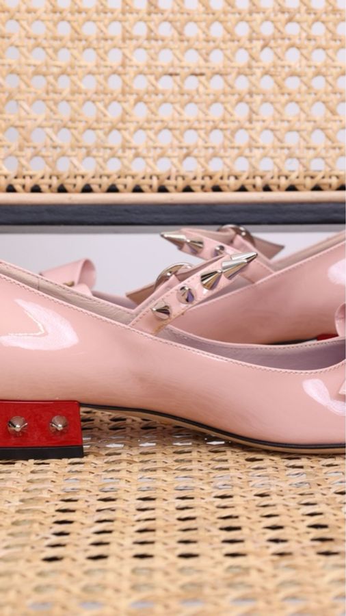 Gucci粉色蝴蝶结铆钉粗跟高跟鞋-19