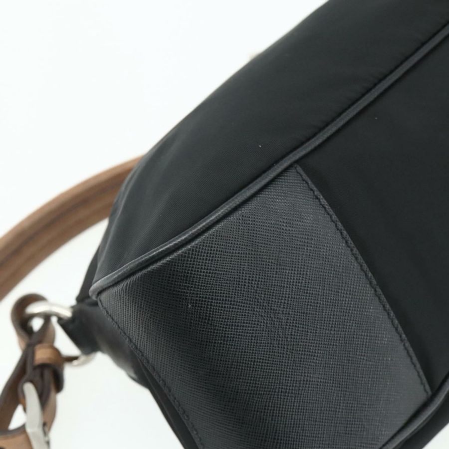 【日本直送】PRADA 單肩包 尼龍皮革 黑色 銀色 正品 mr2443A-15