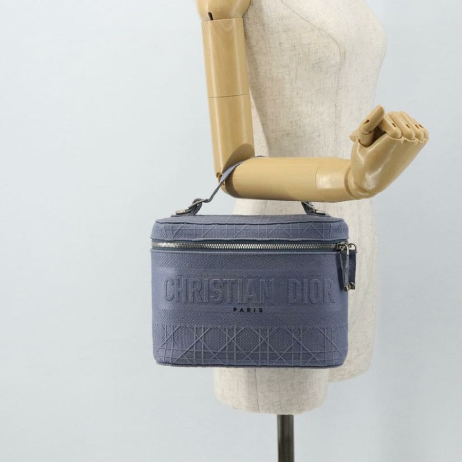 【日本直送】Christian Dior Vanity 手袋 帆布 藍色 銀色 正品 ka4334A-24