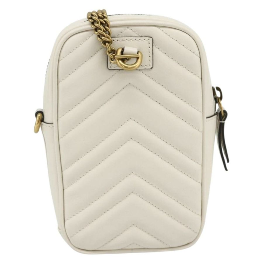 【日本直送】GUCCI Marmont 鏈條單肩包 皮革 粉紅色 金 白色 699759 正品 ka4341SM-1