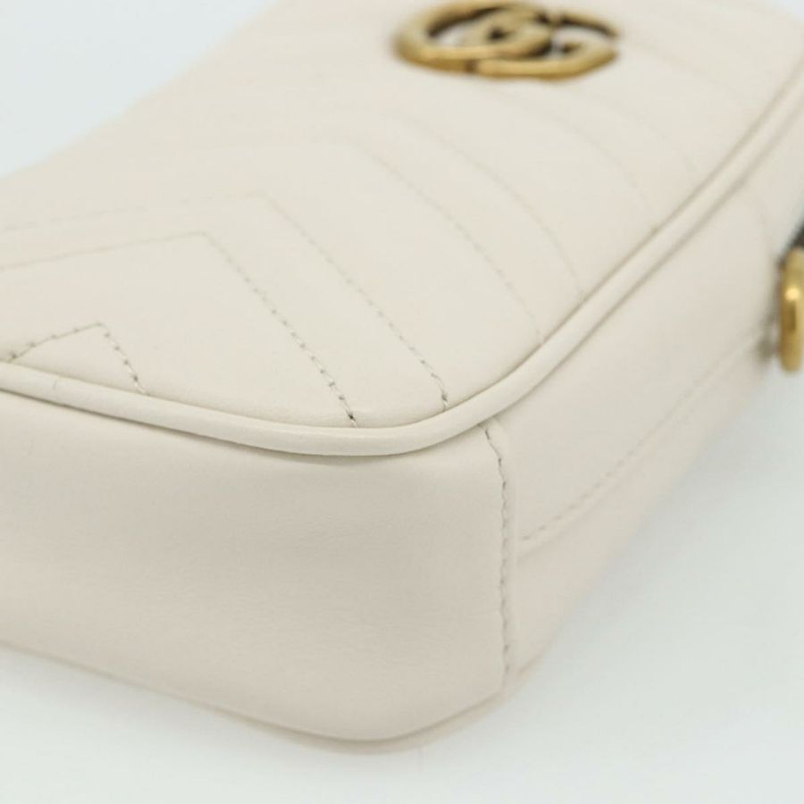 【日本直送】GUCCI Marmont 鏈條單肩包 皮革 粉紅色 金 白色 699759 正品 ka4341SM-13