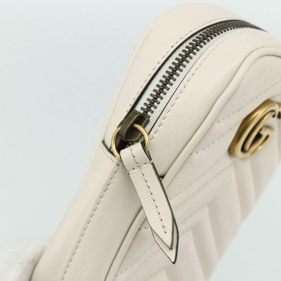 【日本直送】GUCCI Marmont 鏈條單肩包 皮革 粉紅色 金 白色 699759 正品 ka4341SM-17