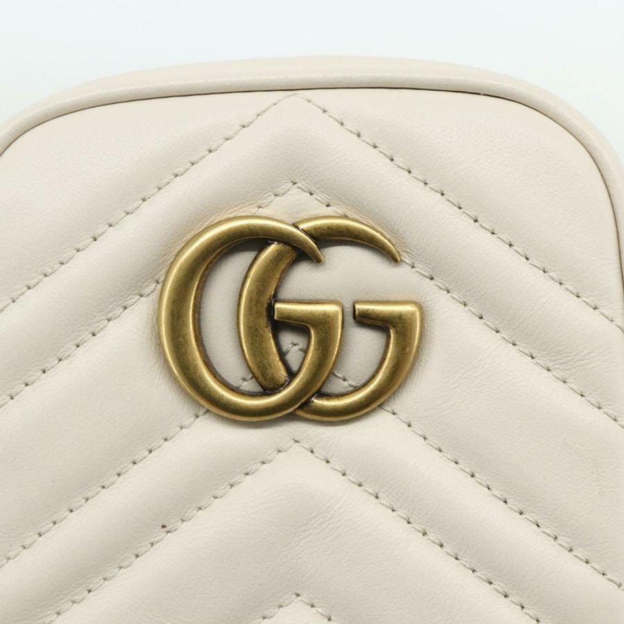 【日本直送】GUCCI Marmont 鏈條單肩包 皮革 粉紅色 金 白色 699759 正品 ka4341SM-18