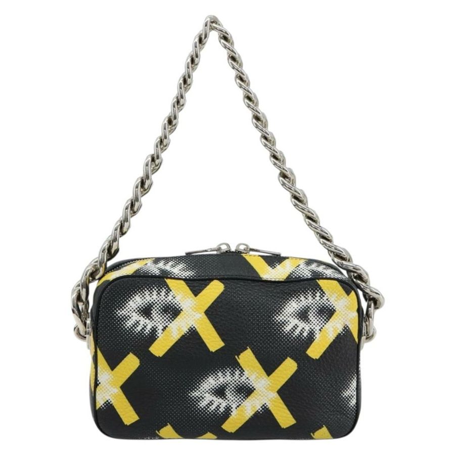 【日本直送】PRADA 鏈條單肩包 皮革 黑色 黃色 正品 ka4328M-1