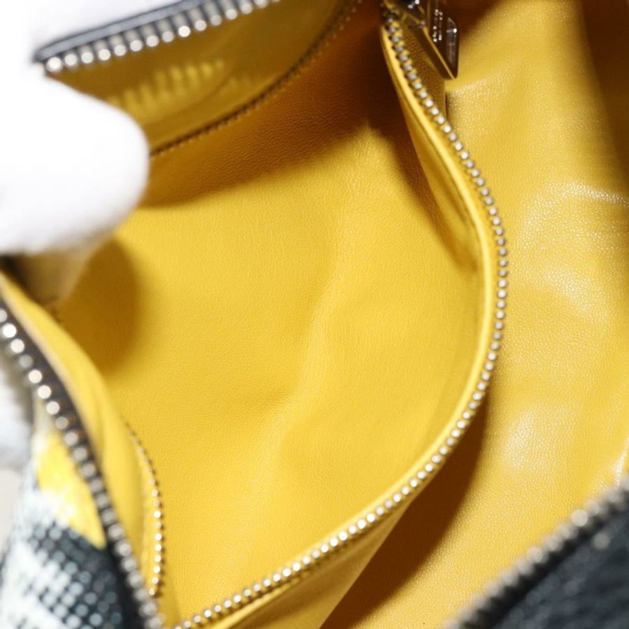 【日本直送】PRADA 鏈條單肩包 皮革 黑色 黃色 正品 ka4328M-23