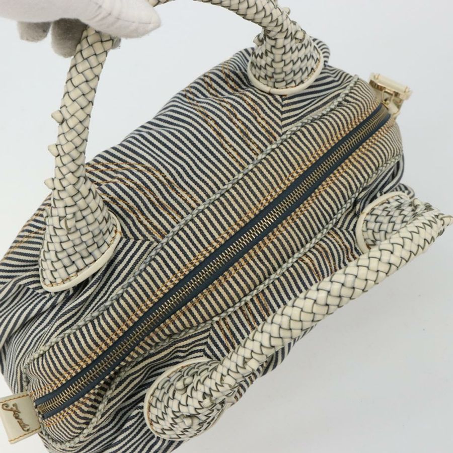 【日本直送】FENDI Spy 手提包 帆布 海軍藍 金色 正品 bs35147A-5