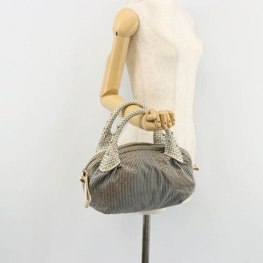 【日本直送】FENDI Spy 手提包 帆布 海軍藍 金色 正品 bs35147A-21