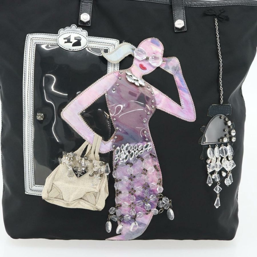 【日本直送】PRADA Bijoux 托特包 尼龍 黑色 銀色 正品 ka4445A-16