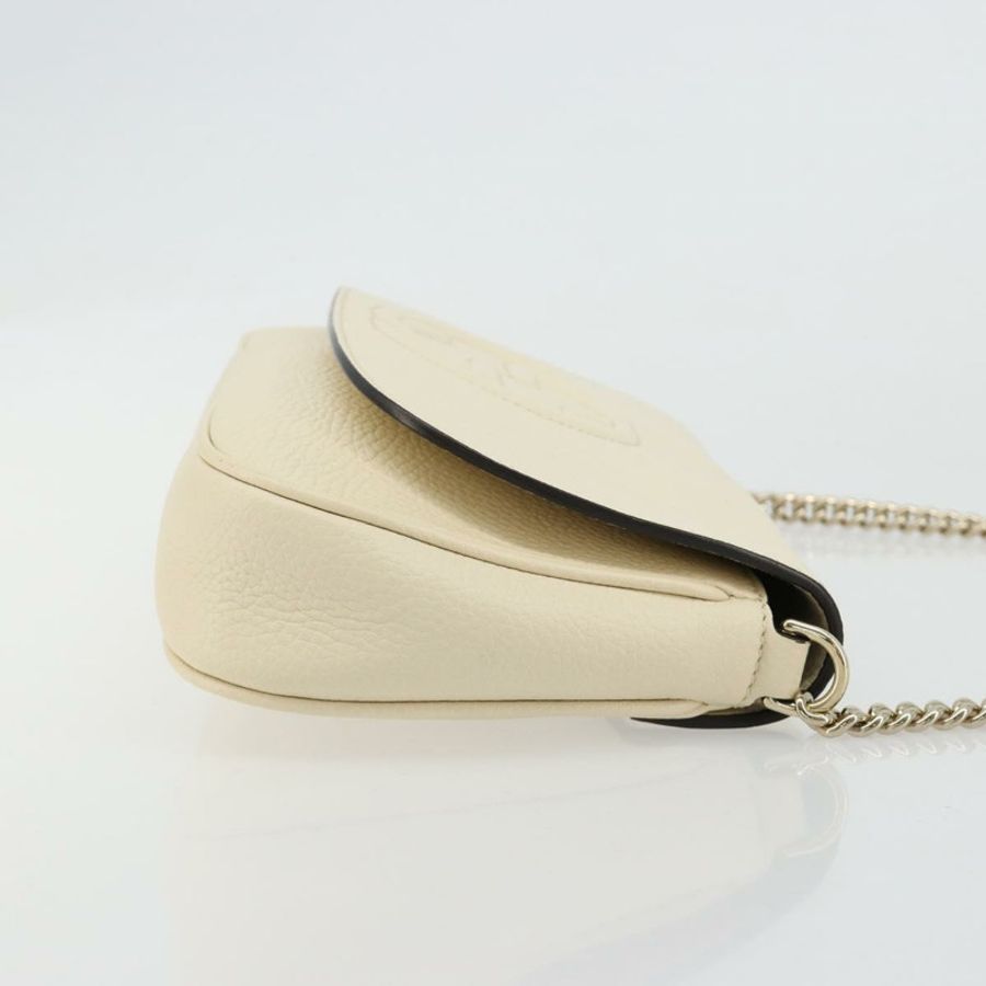 【日本直送】GUCCI Soho鏈條單肩包 皮革 奧特萊斯 白色 金色 536224 正品 ka4403A-3