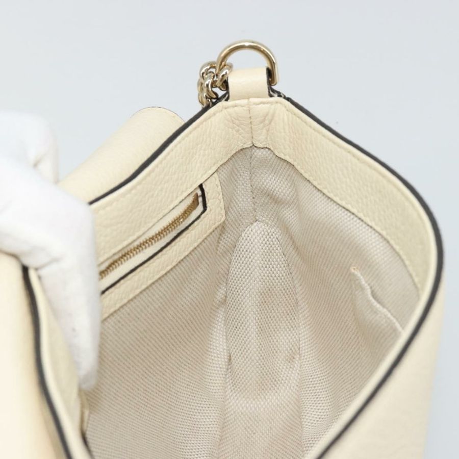 【日本直送】GUCCI Soho鏈條單肩包 皮革 奧特萊斯 白色 金色 536224 正品 ka4403A-18