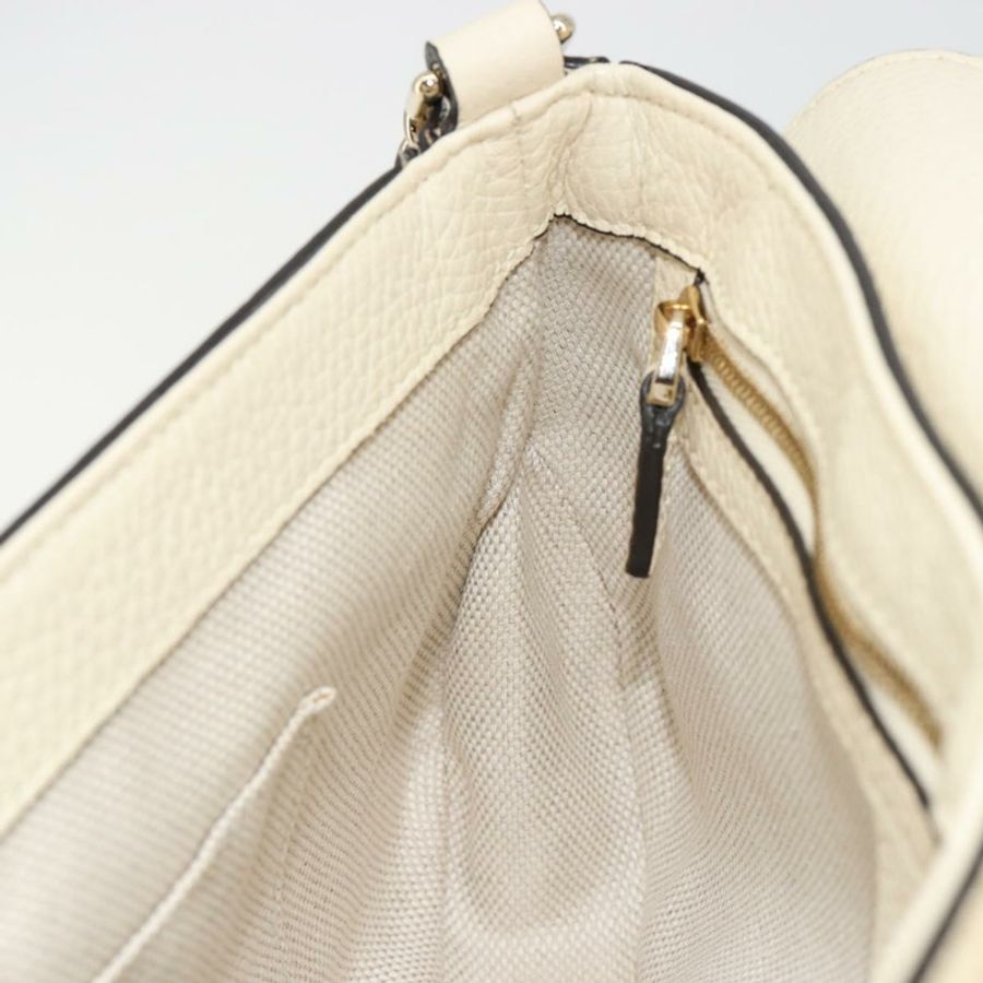 【日本直送】GUCCI Soho鏈條單肩包 皮革 奧特萊斯 白色 金色 536224 正品 ka4403A-19