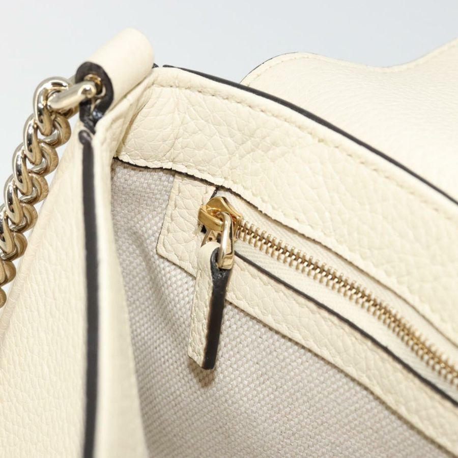 【日本直送】GUCCI Soho鏈條單肩包 皮革 奧特萊斯 白色 金色 536224 正品 ka4403A-20