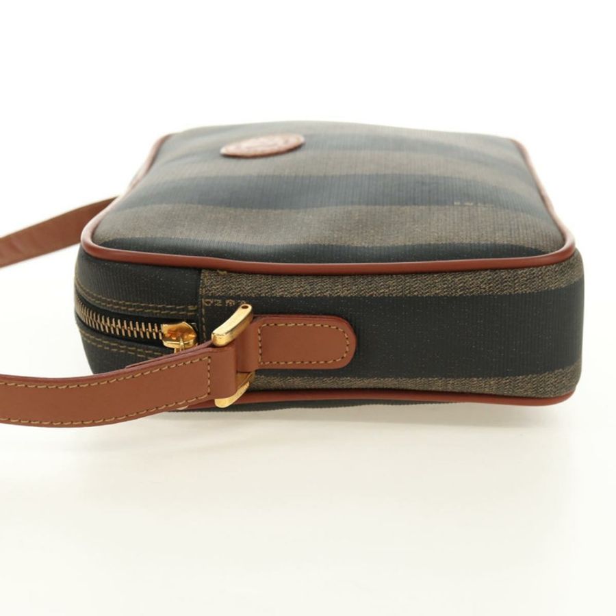 【日本直送】FENDI 胡桃色帆布單肩包 PVC 棕色黑色 正品 ki6658V-2