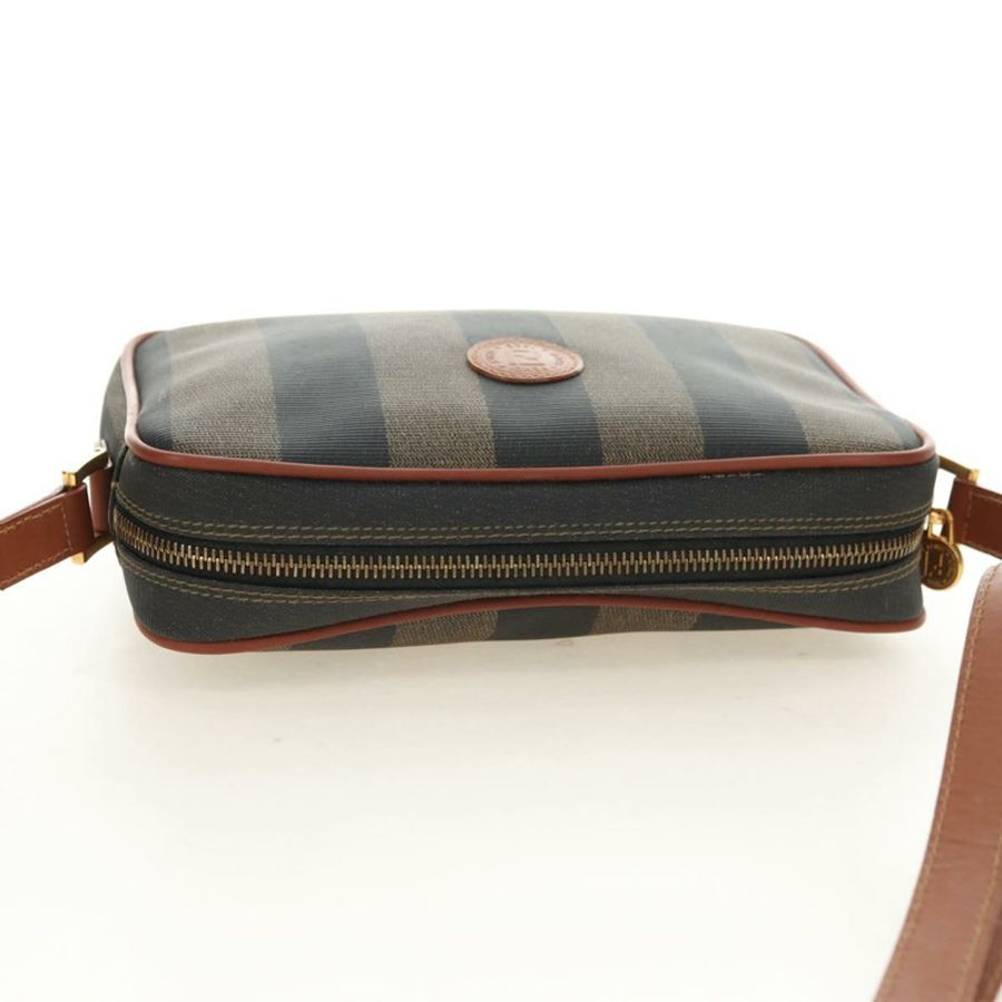 【日本直送】FENDI 胡桃色帆布單肩包 PVC 棕色黑色 正品 ki6658V-5
