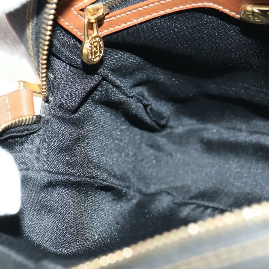 【日本直送】FENDI 胡桃色帆布單肩包 PVC 棕色黑色 正品 ki6658V-21