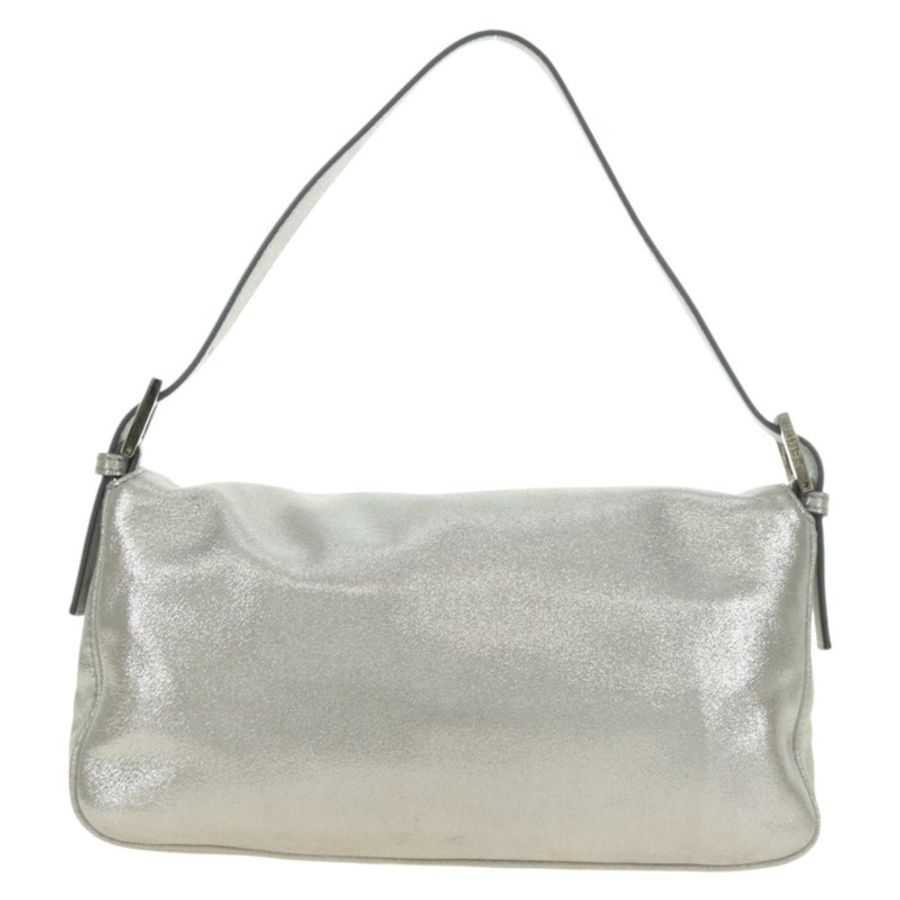 【日本直送】FENDI 鑲鑽 Mamma Baguette 單肩包 皮革 銀色 正品 yk20386SM-1