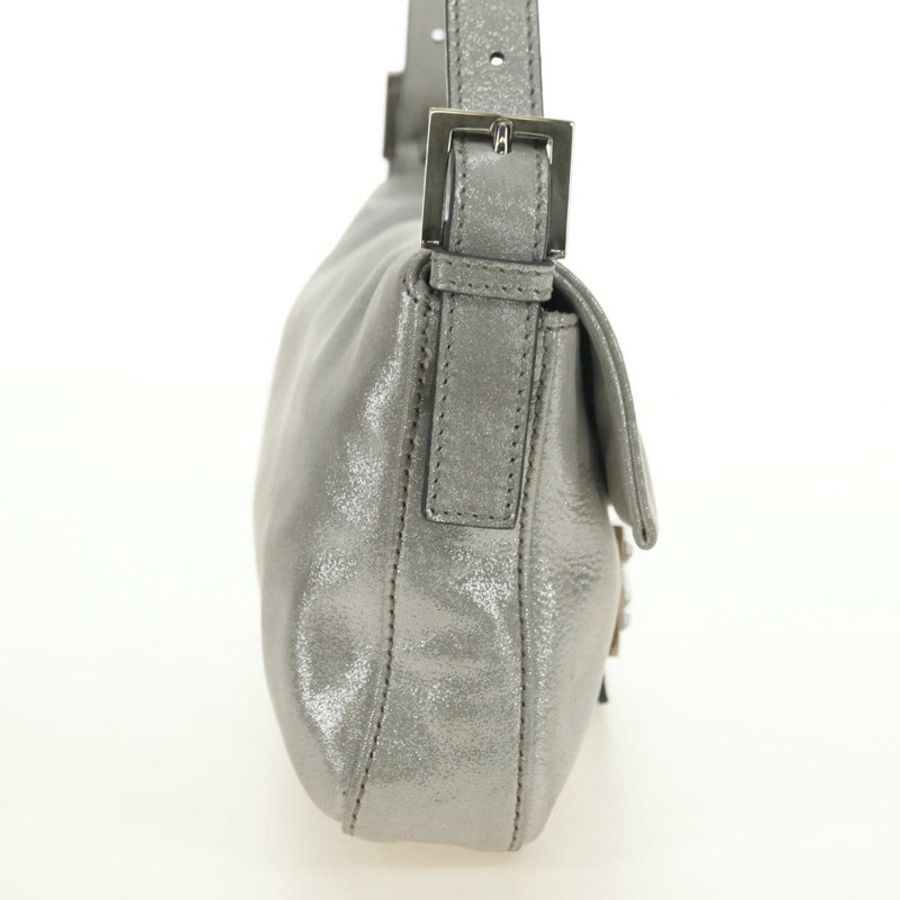 【日本直送】FENDI 鑲鑽 Mamma Baguette 單肩包 皮革 銀色 正品 yk20386SM-3