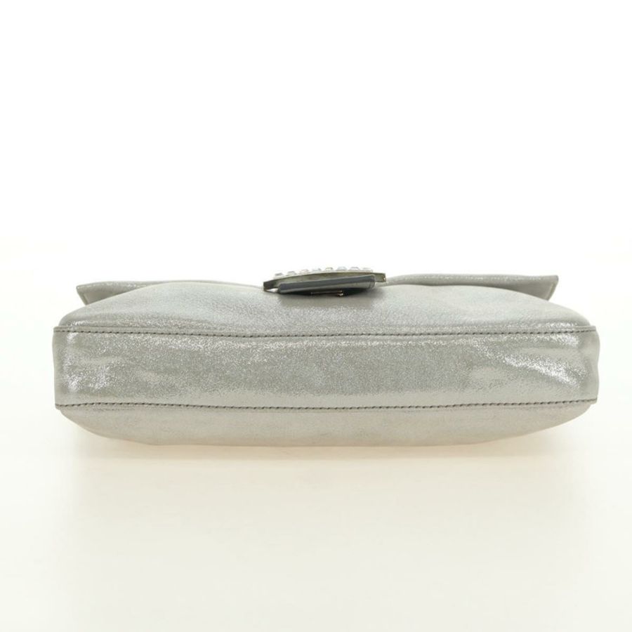 【日本直送】FENDI 鑲鑽 Mamma Baguette 單肩包 皮革 銀色 正品 yk20386SM-4