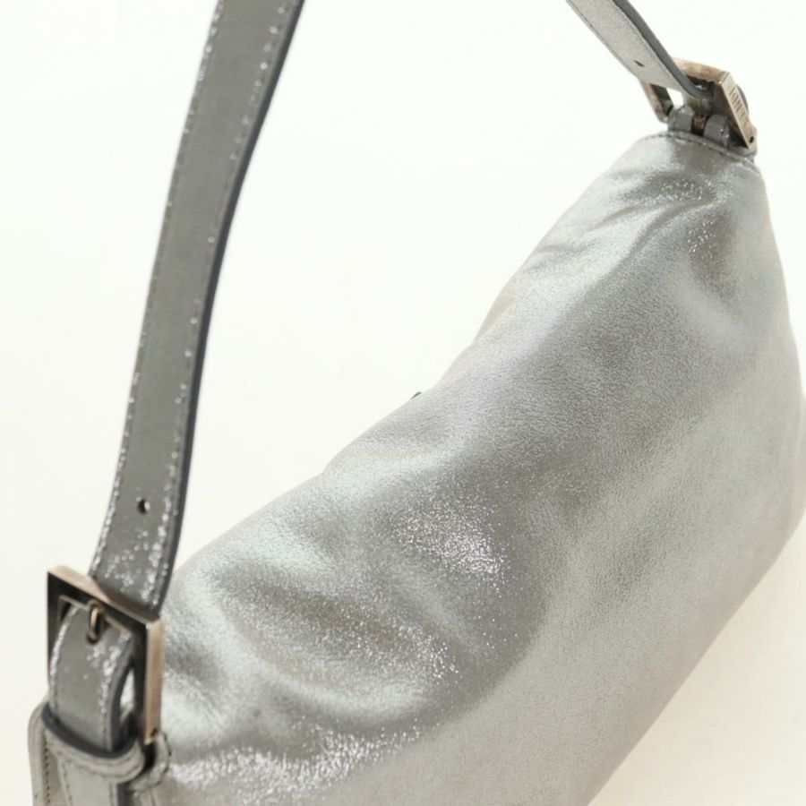 【日本直送】FENDI 鑲鑽 Mamma Baguette 單肩包 皮革 銀色 正品 yk20386SM-5