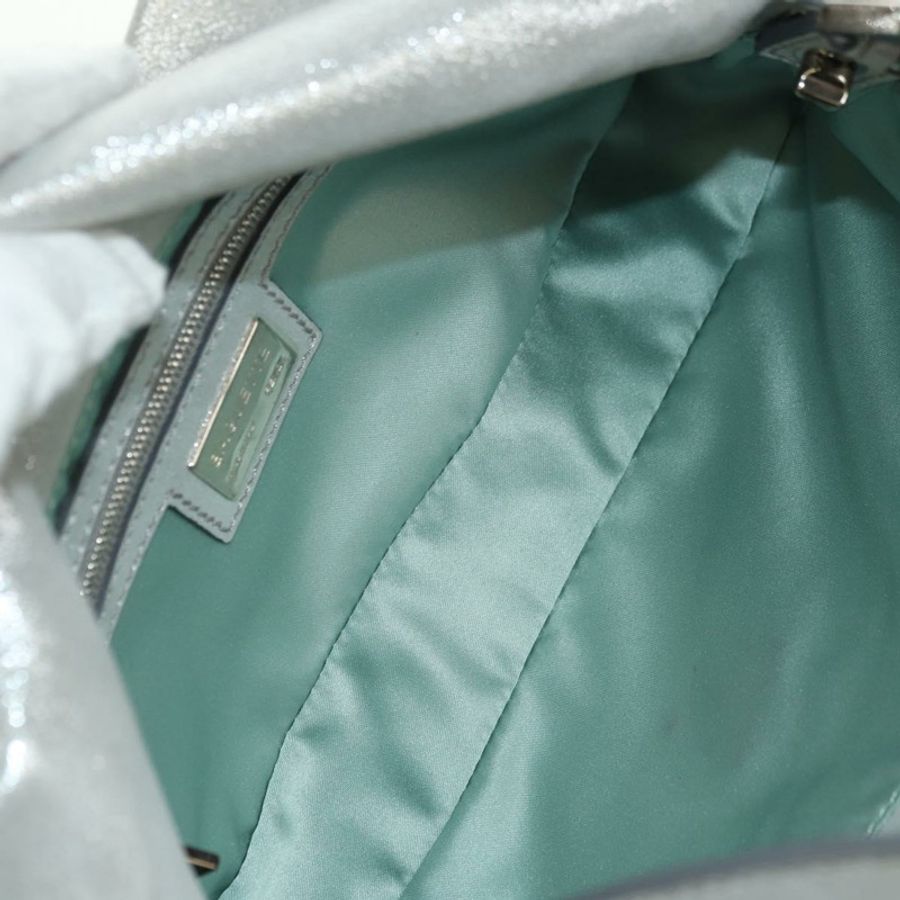 【日本直送】FENDI 鑲鑽 Mamma Baguette 單肩包 皮革 銀色 正品 yk20386SM-9