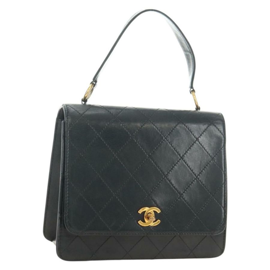 【日本直送】香奈兒 (CHANEL) Matelasse 手提包,黑色皮革,金色雙C標誌,正品 yk20389SAV-0