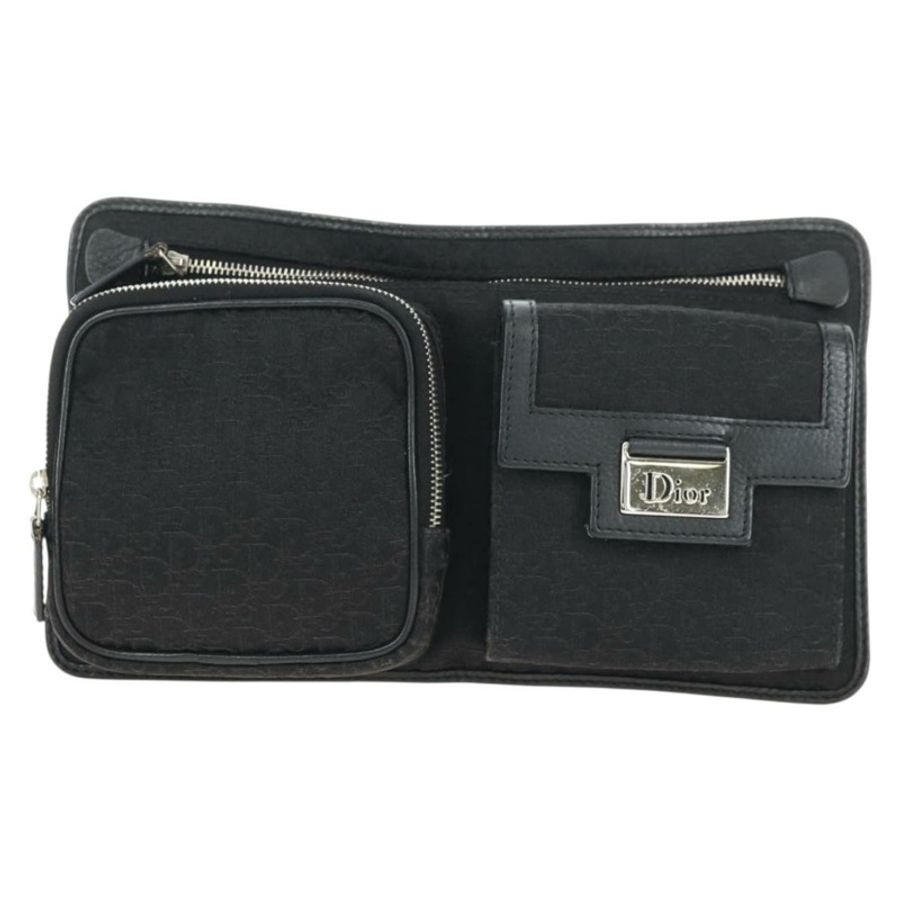 【日本直送】Christian Dior Trotter帆布斜背包 黑色銀色 正品 yk20371SAV-12