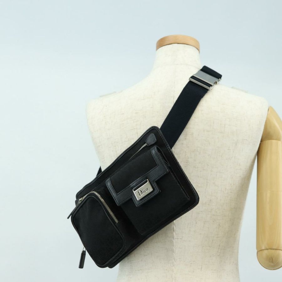 【日本直送】Christian Dior Trotter帆布斜背包 黑色銀色 正品 yk20371SAV-25