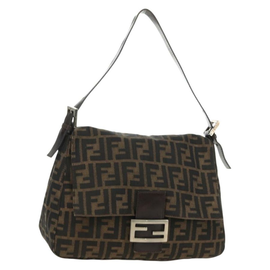 【日本直送】FENDI Zucca帆布Mamma Baguette單肩包 黑色棕色 正品 yk20359SAV-0
