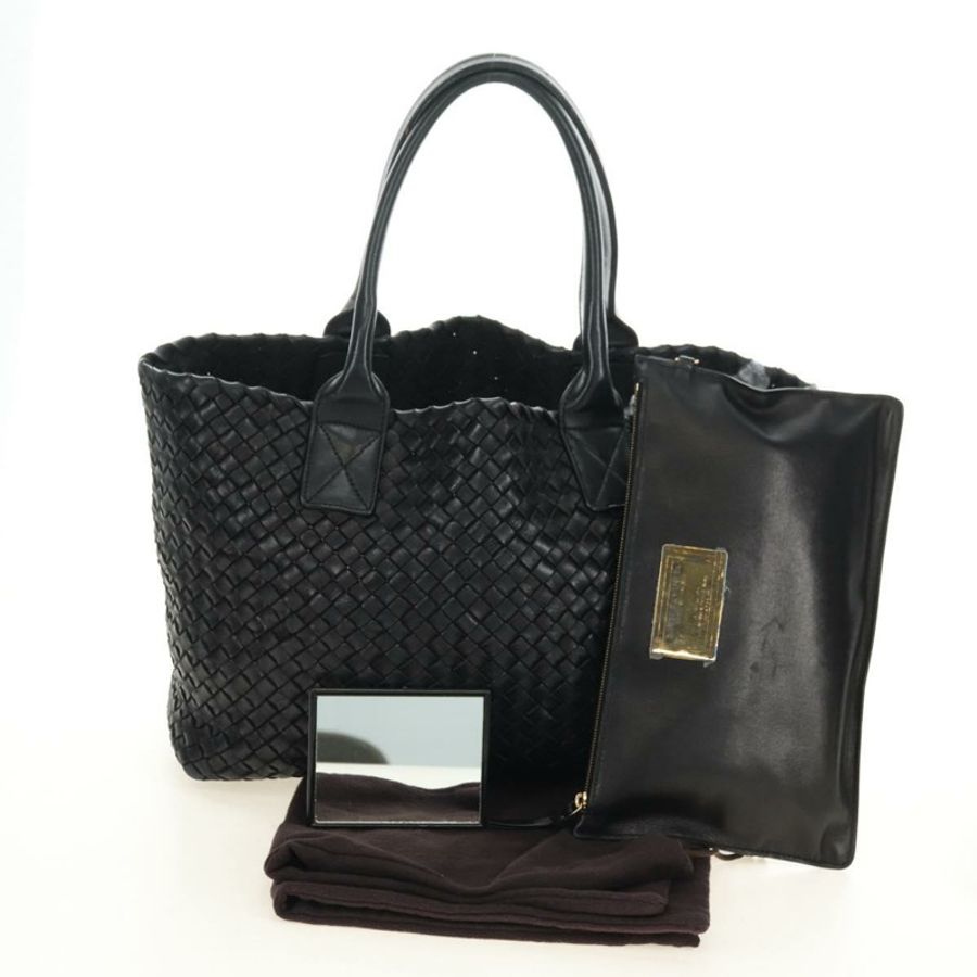 【日本直送】BOTTEGA VENETA INTRECCIATO Cabas PM 手袋,黑色皮革,貨號 141498,正品 yk20364SAV-11