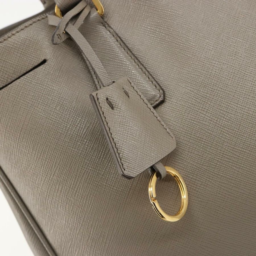 【日本直送】PRADA Galleria 手提包 Safiano 皮革 灰色 金色 正品 yk20395A-8