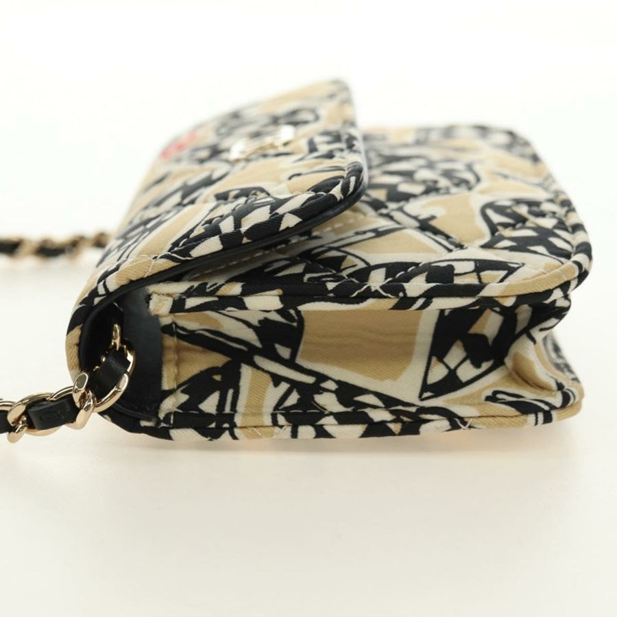 【日本直送】香奈兒 (CHANEL) 絎縫鏈條肩包 尼龍 米色 金色 CC 標誌 Auth bs35360SAM-2