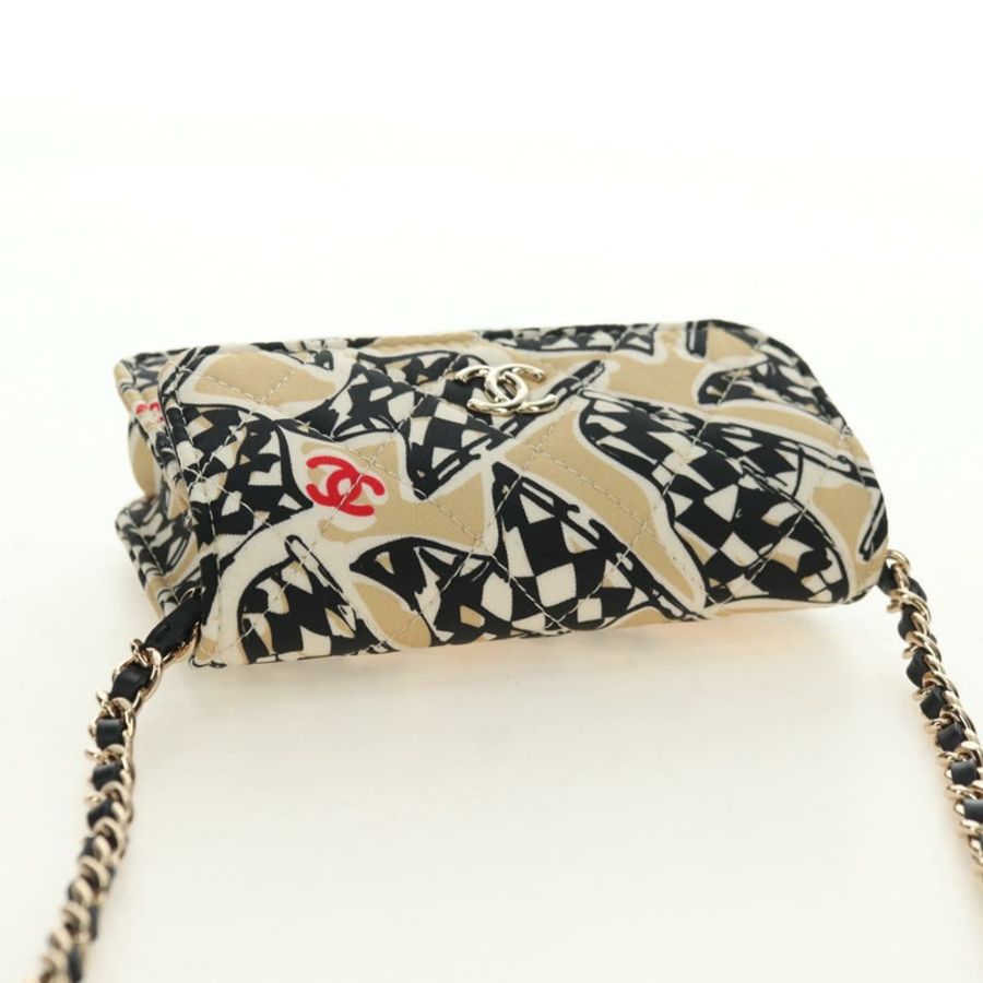 【日本直送】香奈兒 (CHANEL) 絎縫鏈條肩包 尼龍 米色 金色 CC 標誌 Auth bs35360SAM-5