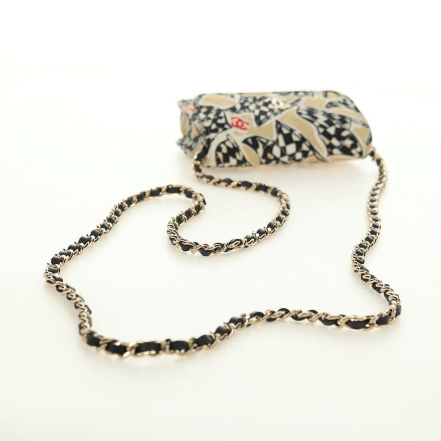 【日本直送】香奈兒 (CHANEL) 絎縫鏈條肩包 尼龍 米色 金色 CC 標誌 Auth bs35360SAM-6