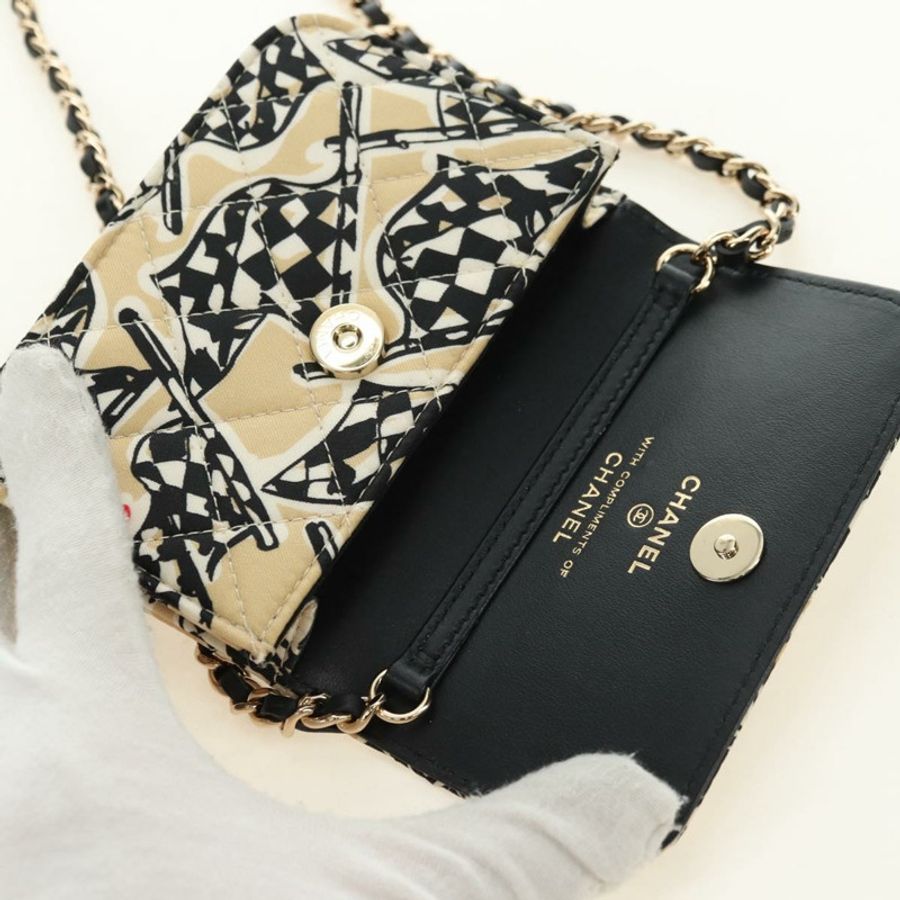 【日本直送】香奈兒 (CHANEL) 絎縫鏈條肩包 尼龍 米色 金色 CC 標誌 Auth bs35360SAM-8