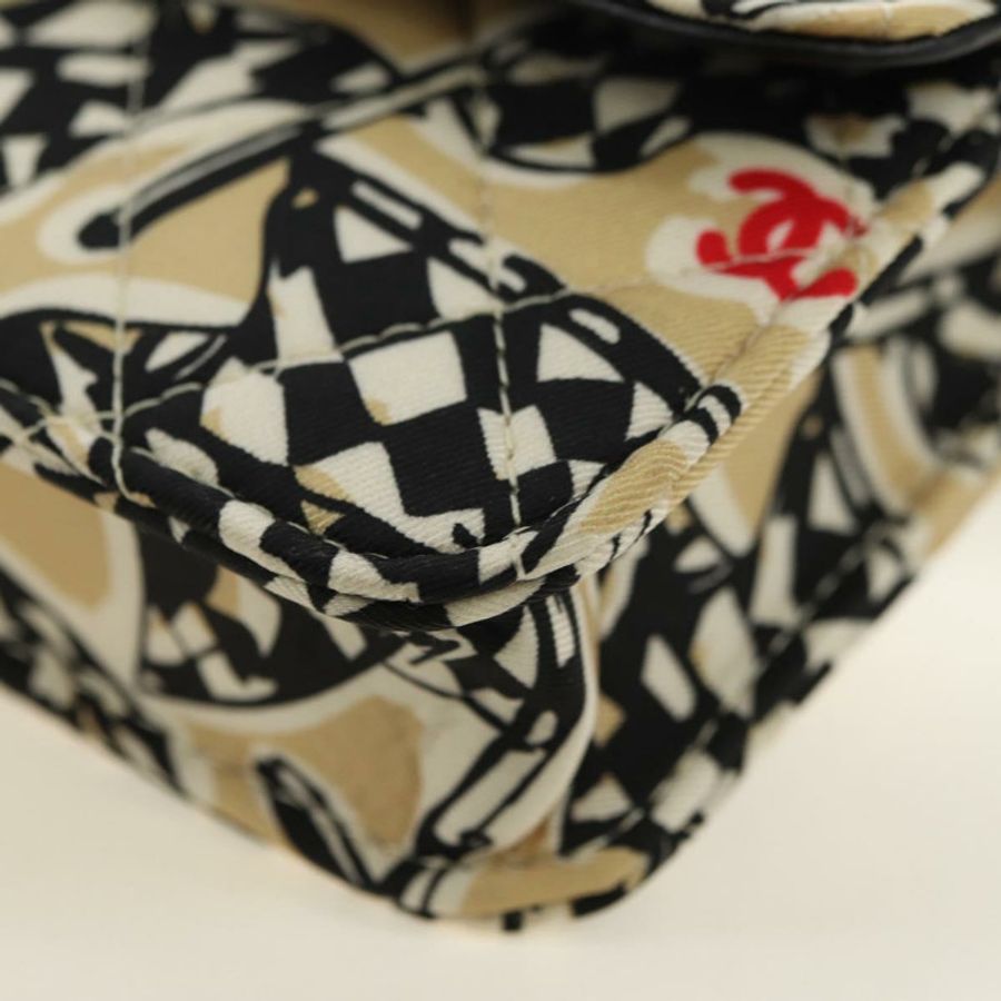 【日本直送】香奈兒 (CHANEL) 絎縫鏈條肩包 尼龍 米色 金色 CC 標誌 Auth bs35360SAM-14