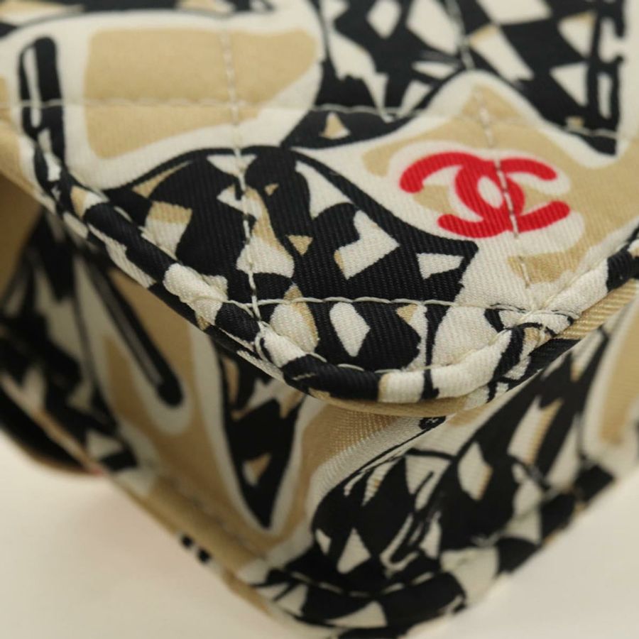 【日本直送】香奈兒 (CHANEL) 絎縫鏈條肩包 尼龍 米色 金色 CC 標誌 Auth bs35360SAM-15